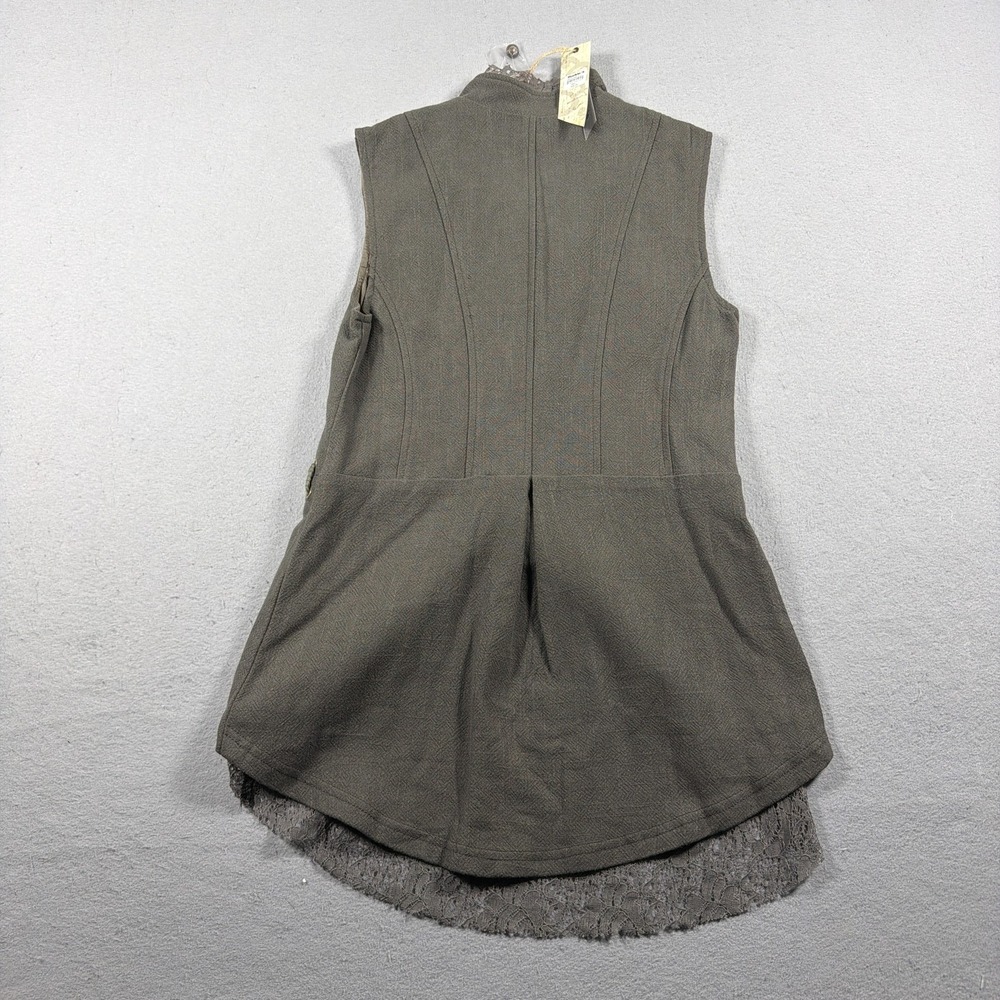 Gimmicks By BKE Vest Womens Small Green Lace High Low Military Boho Steampunk - Picture 6 of 9